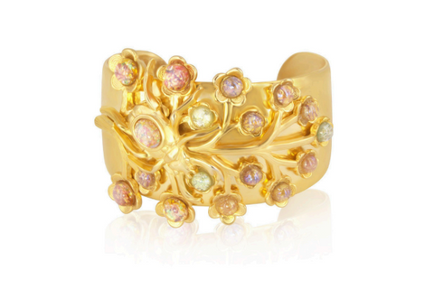 German Glass Opal Cuff Bracelet