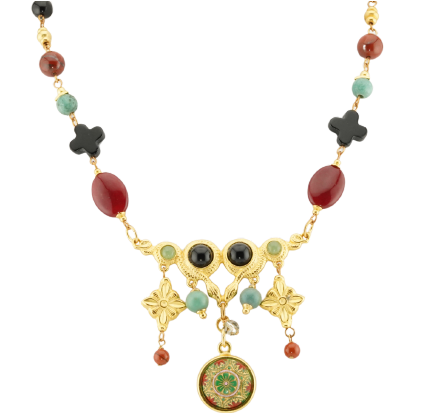 Jasper Snake Charm Necklace