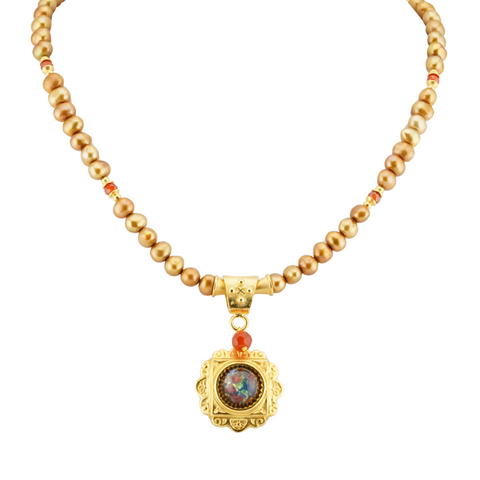Bronze Pearl Medallion Pendant