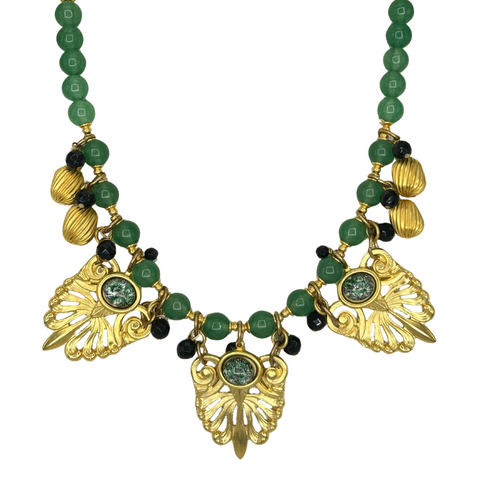 Green Onyx Leaf Necklace
