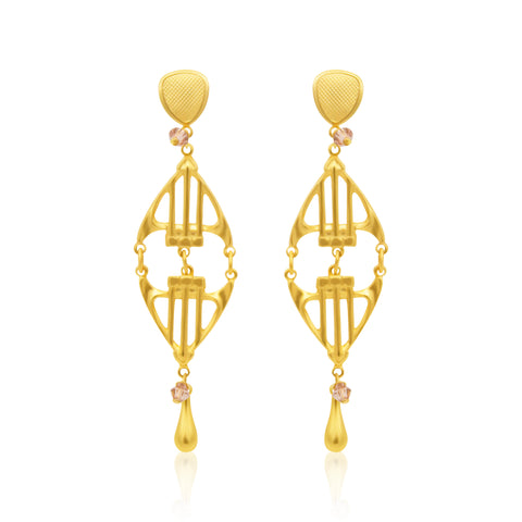 24k Gold Plate Lattice Dangle