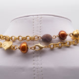 Fancy Jasper Floating Leaf Dangle Rope Chain Necklace