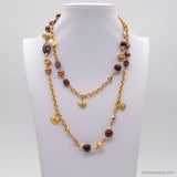 Fancy Jasper Floating Leaf Dangle Rope Chain Necklace