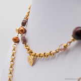 Fancy Jasper Floating Leaf Dangle Rope Chain Necklace